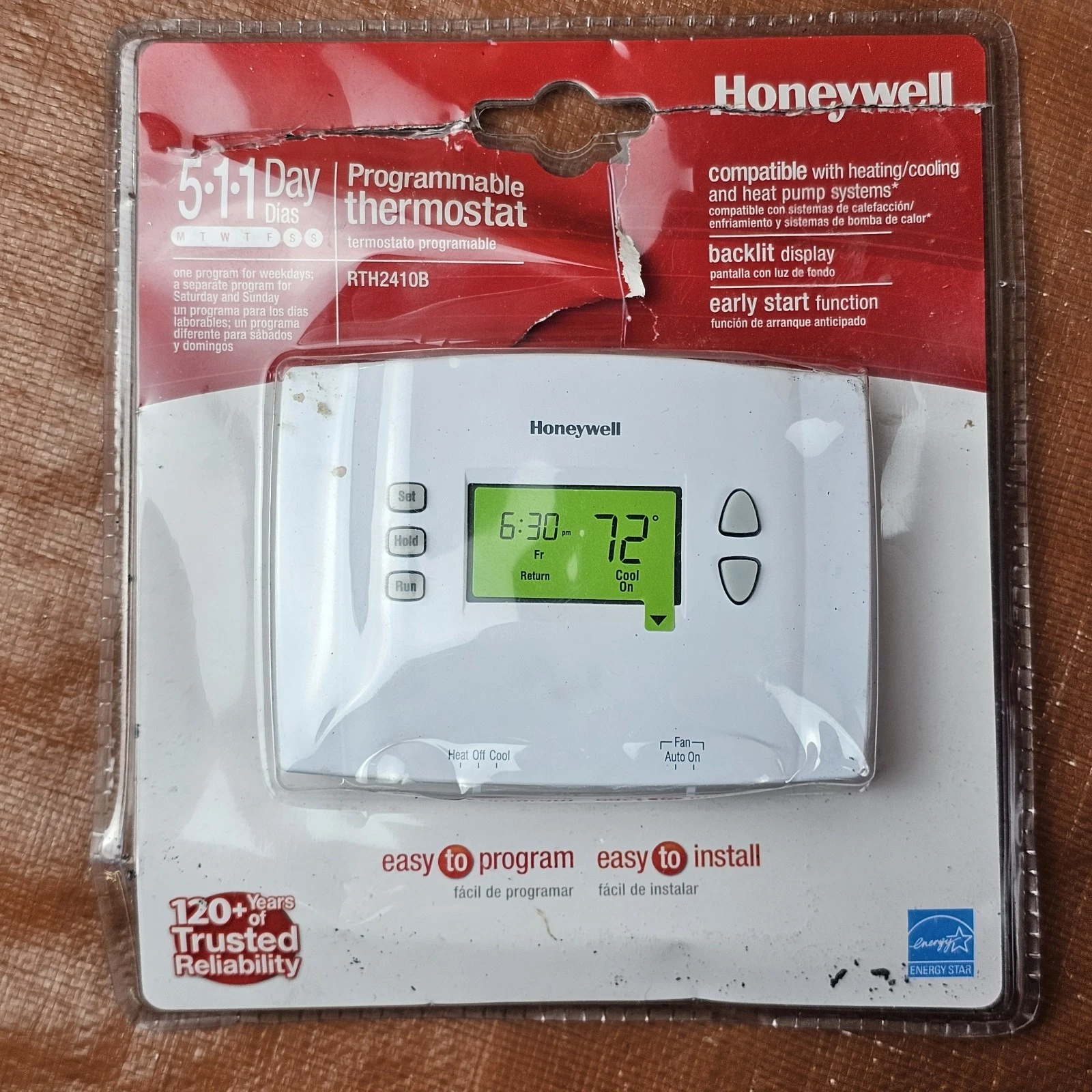 Honeywell Programmable Home Thermostat RTH2410B 5-1-1 Day New