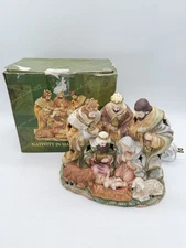 Vintage Cracker Barrel Lighted Christmas Nativity Manger Scene Lamp Season Glory