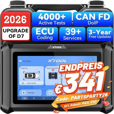 2026 XTOOL D7S OBD2 Diagnosegerät ECU Codierung 39 Servicefunktionen Active Test