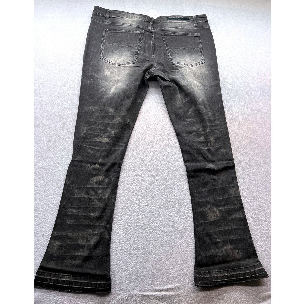 Rockstar Original Jeans Mens 42x34 Black Distressed Flare Denim | eBay