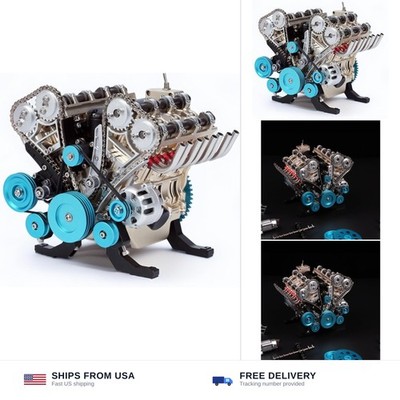 TECHING v8 Engine Model kit that Works Metal Mechanical Metal Assembly DIY Ca...