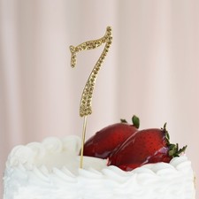 2.5" GOLD Number 7 Rhinestone Cake Topper Wedding Cupcake Dessert Dessert Events