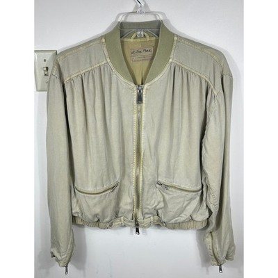We The Free Bomber Jacket Women L Zip Up Utility Gorpcore BOHO Grunge Lived In