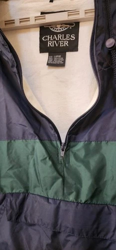 Charles River Apparel Men Windbreaker Navy Lightweight 1/4 Zip Large CR80 Nice image 3
