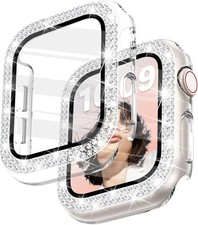 Diamond Cover for Apple Watch 46mm with HD Screen Protector Bling Case