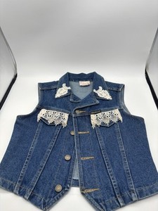 1990’s Ladies Watch L.A. Denim Vest With Lace Small