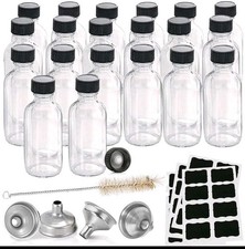 2 OZ 50 Small Glass Bottles with Lids and Funnels 60Ml Boston round With Labels