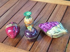 Limoges Set of 4 Trinket Boxes Garden Harvest Fruits! Artoria & Rochard, Signed