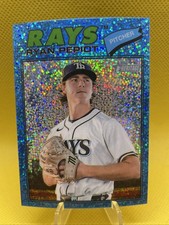 Ryan Pepiot 2026 Topps Heritage Light Blue Sparkle #34 Tampa Bay Rays