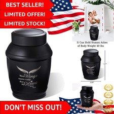 Beautiful 5.7 Inch Black Wings Urn for Ashes - Secure Durable Memorial