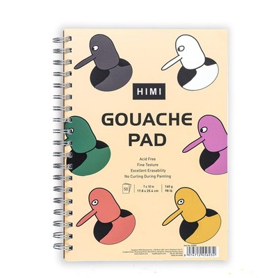 HIMI Gouache Pad 7X10''(98lb/160g) 50 Sheets Mix Paper Pad, Side Wire Bird