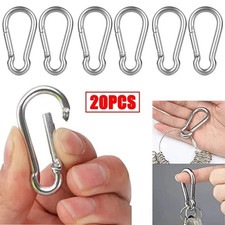 20 PCS Stainless Steel Carabiners Spring Snap Hooks Heavy Duty Keychain Clip NEW