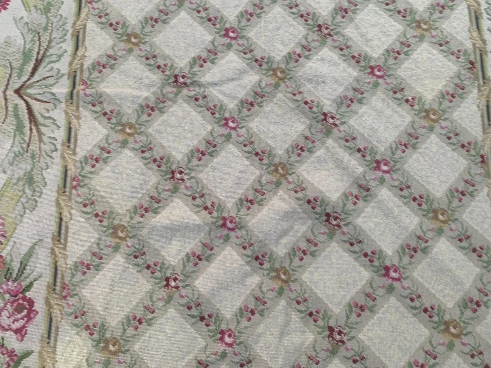5x8 ft Vintage Handwoven French Aubusson Rug Needle Point Living Room Wool Rug - Image 4 of 4