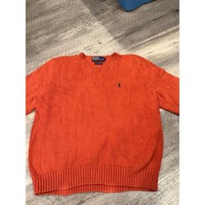 Polo Ralph Lauren Mens Orange 100 Pima Cotton Crewneck Sweater Large