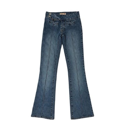 RARE VINTAGE Buffalo Ultra Low Rise Flared Jeans Indie Avant Garde Y2K 25