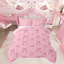 Kids Pink Bow Comforter Set,Cute Bowknot Bedding Set King Size,Girls Bedroom ...