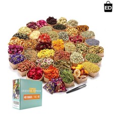 All-Natural 40-Bag Herbal Flower Kit - Ideal for Crafts, Bath, and Skin Care