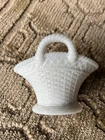 Vintage Westmoreland Milk Glass Double Handled Basket 5" wide 3.5" long  4" Tall