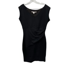 Diane Von Furstenberg Bevin Dress Ruched Waist Black Size 14