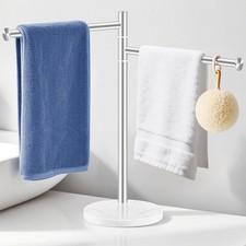 Hand Towel Holder Stainless Steel Hand Towel Stand W/ Marble Base Swivel Hand
