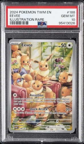 2024 POKEMON TWM EN-TWILIGHT MASQUERADE ILLUSTRATION RARE #188 EEVEE PSA 10
