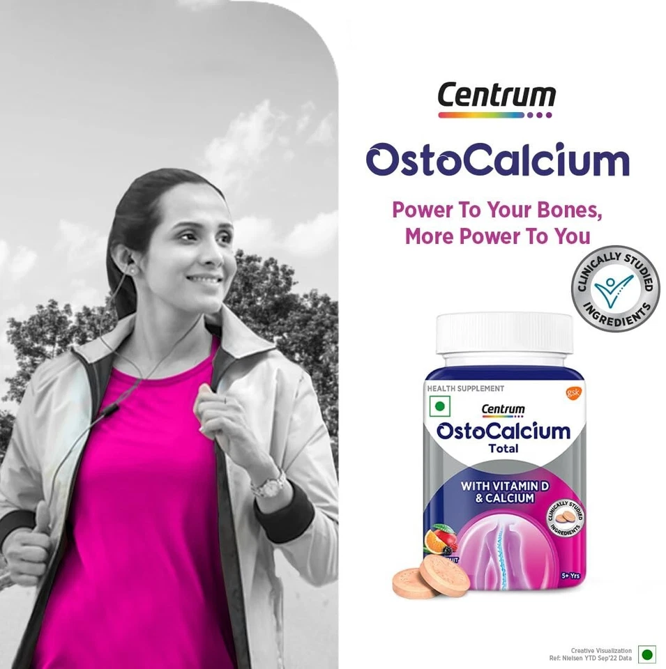 Centrum OstoCalcium Total Masticables Vitamina D y Calcio - Huesos Fuertes - 30 Tabs Foto 2 de 4