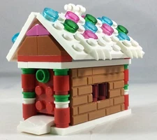 Gingerbread House Christmas Ornament custom design - made with real LEGO bricks