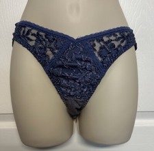 Victorias Secret Blue Nylon Lace Panties Size S Style 3907 Vintage