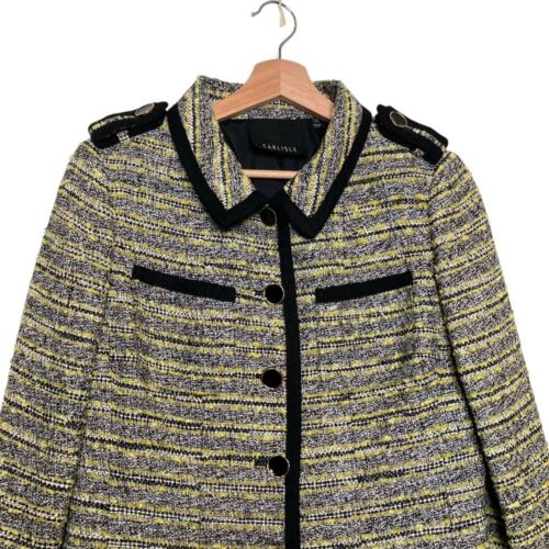 Giacca Carlisle in tweed nero e giallo lunghezza media taglia 8 - Foto 3 di 12