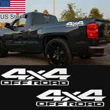 2x Silver 4x4 OFF ROAD Rear Trunk Bed Side Decals Stickers For Truck Pickup Etc