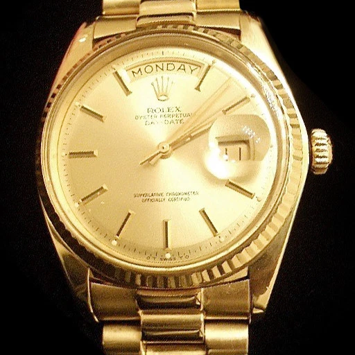 Rolex day online date solid gold