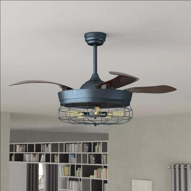 46 Inch Industrial Foldable 4 Blades Iron Ceiling Fans With