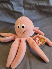 Rare Pink Ty Inky The Octopus Beanie Baby/Tag Errors/new In Case