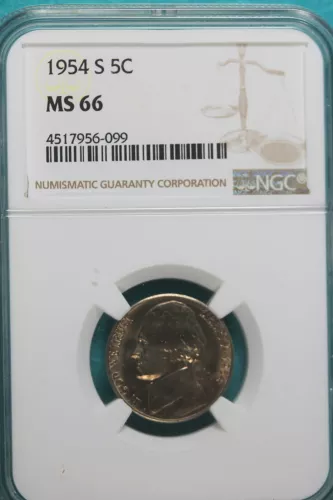 1954 S NGC MS66 Jefferson Nickel!! #A8787
