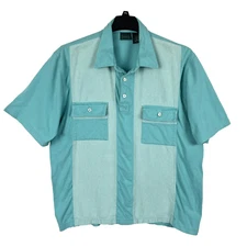 Scandia Woods Teal Green Short Sleeve Shirt Mens SZ 2XL Pockets Retro Bowling