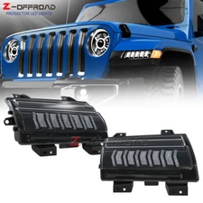 Pair LED Fender Lights Sequential Turn Signal For Jeep Wrangler  JL 2018-2023