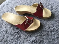 Rari zoccoli vintage in pelle rossa. Anni '80 Made In Italy taglia 6/38 