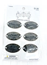 Sewology 6 Metal Labels "Handmade" Antique Gold