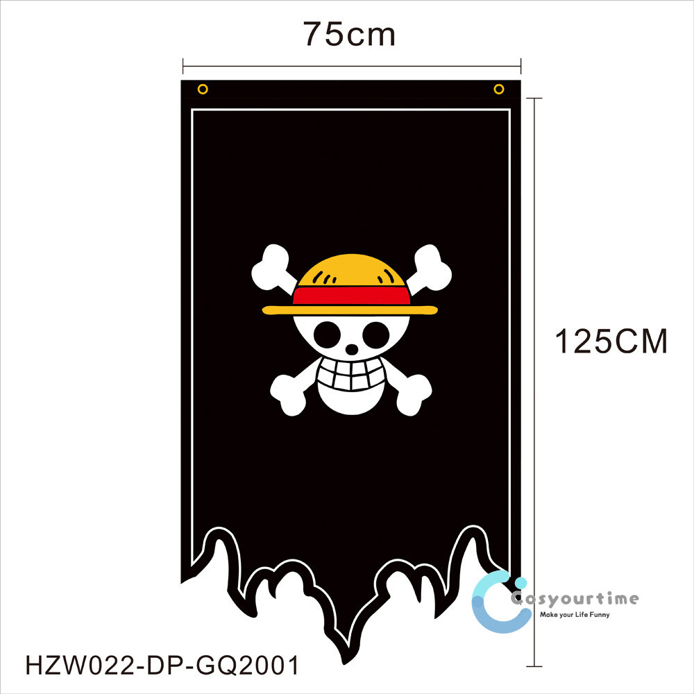 Anime One Piece Monkey D.Luffy Zoro Pirate Black Flag Sign Skull