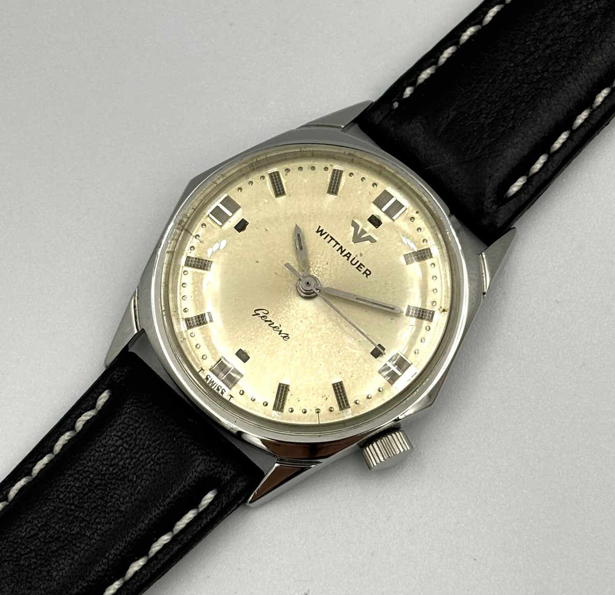 Vintage Longines Wittnauer Stainless Steel Mens Watch 17j 2956