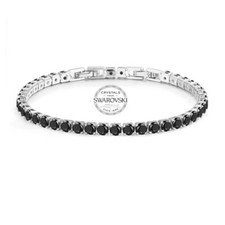 Bracciale Tennis Nero Uomo 3mm in Acciaio con Cristalli Swarovski Elements