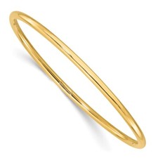 14K Yellow Gold 3.00mm Polished Slip On Bangle Bracelet for Women 3.29gram