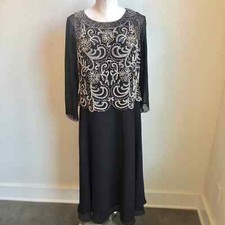 J.kara dark brown beaded long sleeve formal women dress 8