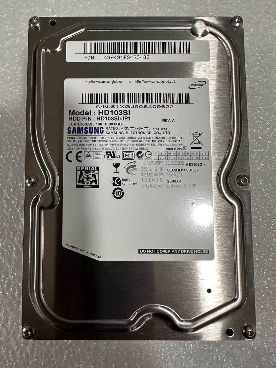 Samsung HD103SI 1TB HDD PN: HD103SI/JP1 P/N: 499431FS425483 SATA HDD - Main Image