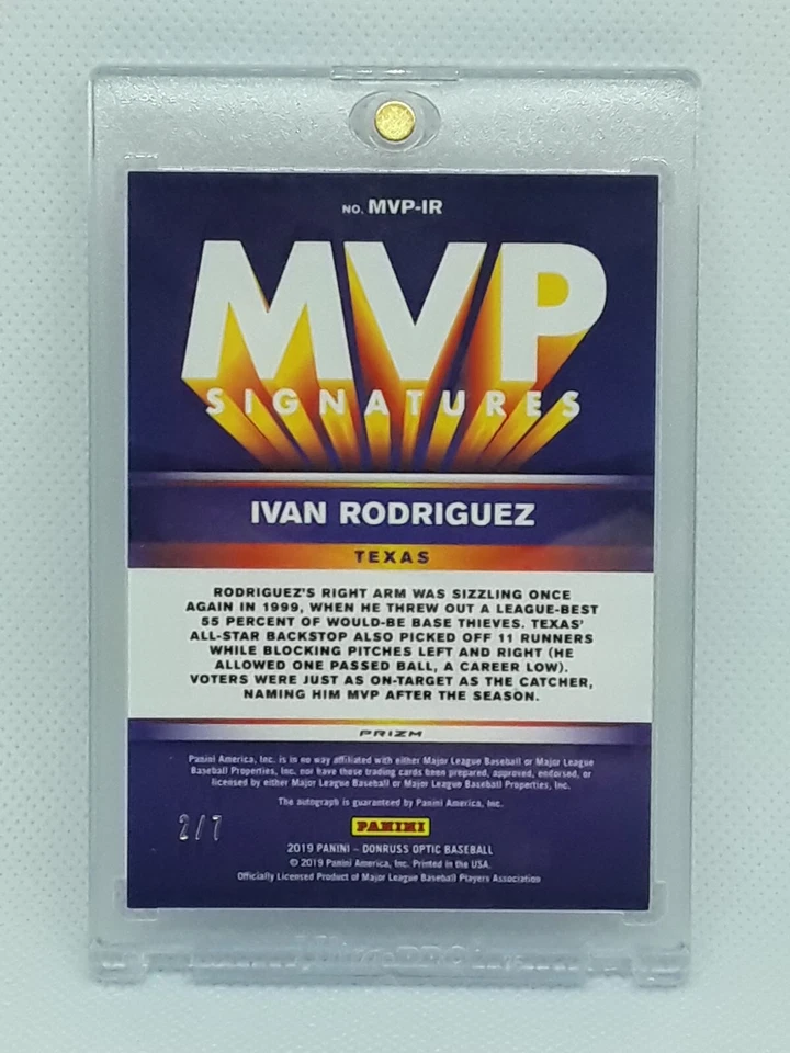 Ivan Rodriguez 2020 Donruss Optic MVP Signatures rojo automático (2/7) Texas Rangers Foto 2 de 2