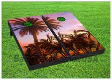 TROPICAL PALM TREES SUNSET Boards BEANBAG TOSS GAME w Bags Sunset Palms S01432