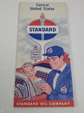 Vintage 1950s Standard Oil Company Central United States Road Map
