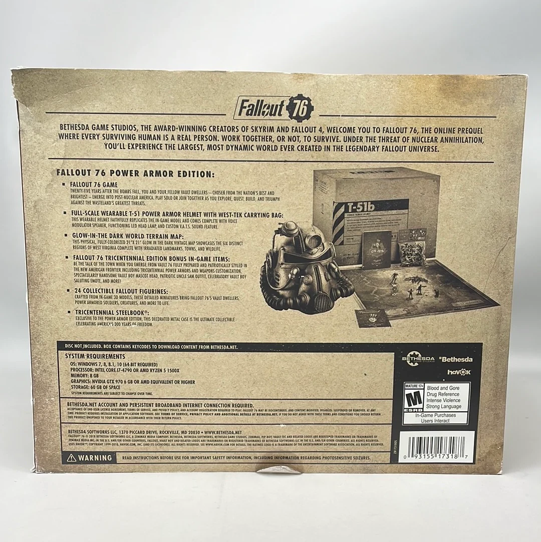 Open Box Fallout 76 Power Armor Edition T-51B Helmet (PC, 2018) | EBay