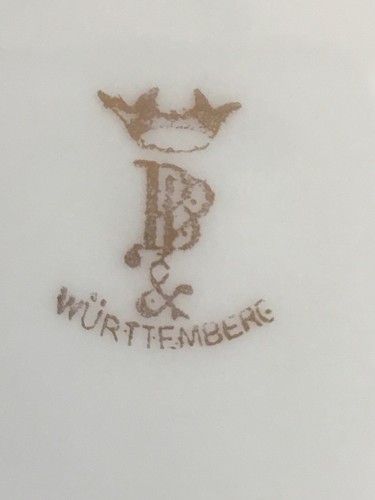 RARE ANTIQUE 1904-1918 BP WURTTEMBERG GOLD RIM WHITE HOTEL PORCELAIN PLATES MINT - Picture 6 of 10