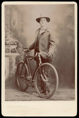 1890's Cabinet Card of Dapper Naugatuck Conn Bicycle Club Member by C. F. Lovine